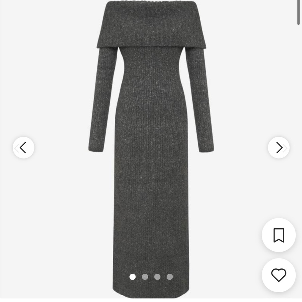 Rumored Gray Off-Shoulder Long Sleeve Sheath Dress